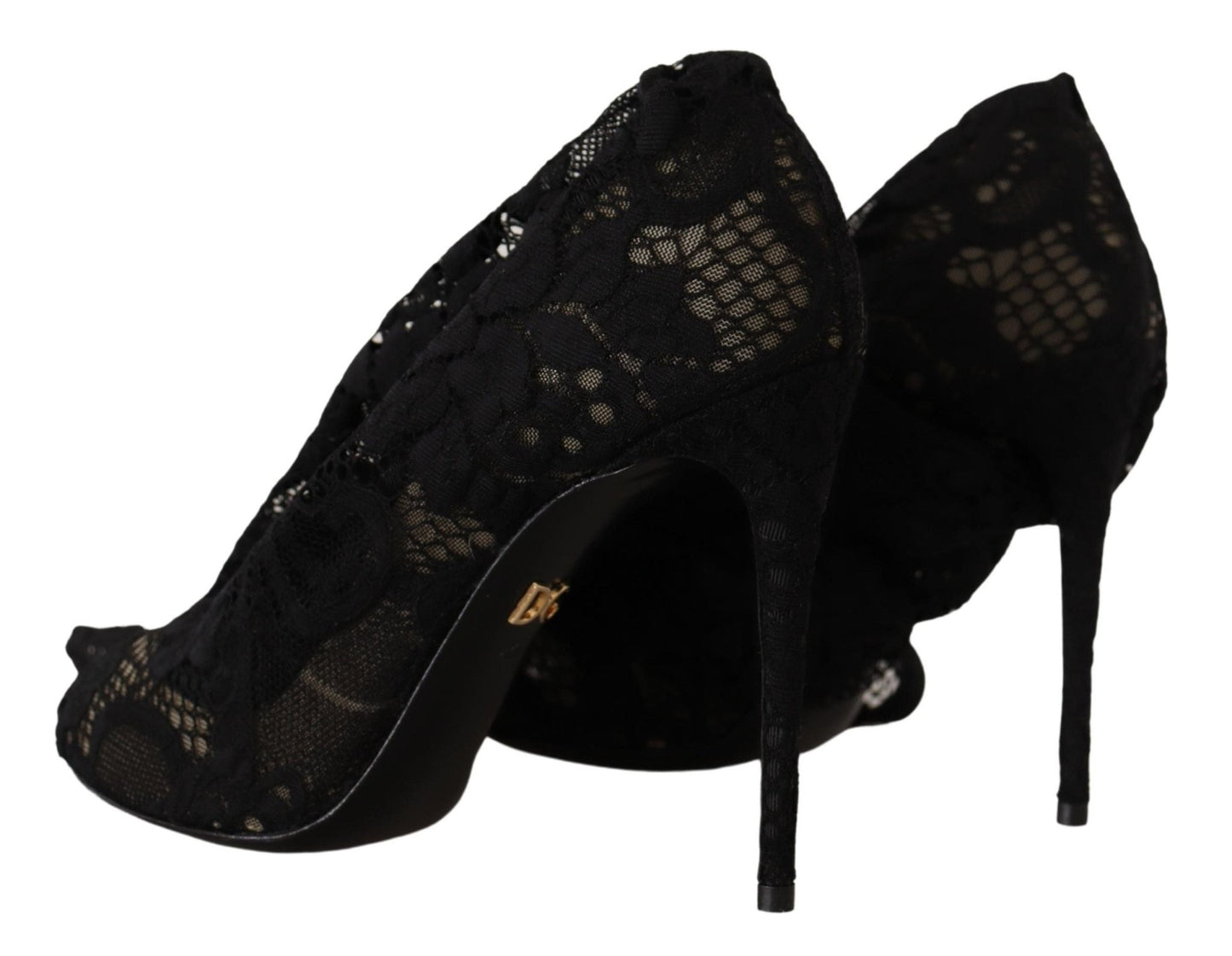 Dolce & Gabbana Black Stretch Socks Taormina Lace Boots Shoes – EU36/US5.5 par Dolce & Gabbana | Disponible sur Sandy Store ByNet