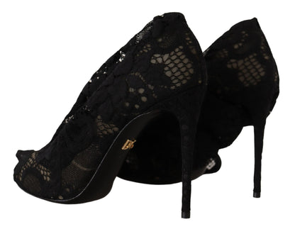 Dolce & Gabbana Black Stretch Socks Taormina Lace Boots Shoes – EU36/US5.5 par Dolce & Gabbana | Disponible sur Sandy Store ByNet