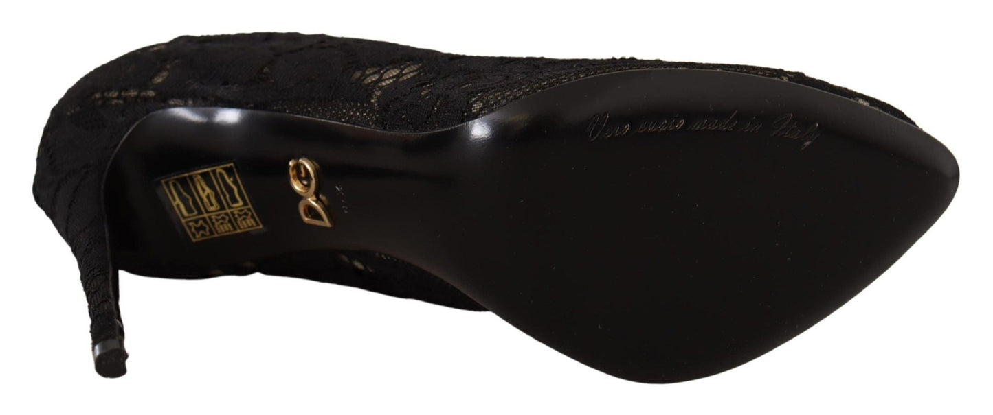 Dolce & Gabbana Black Stretch Socks Taormina Lace Boots Shoes – EU36/US5.5 par Dolce & Gabbana | Disponible sur Sandy Store ByNet