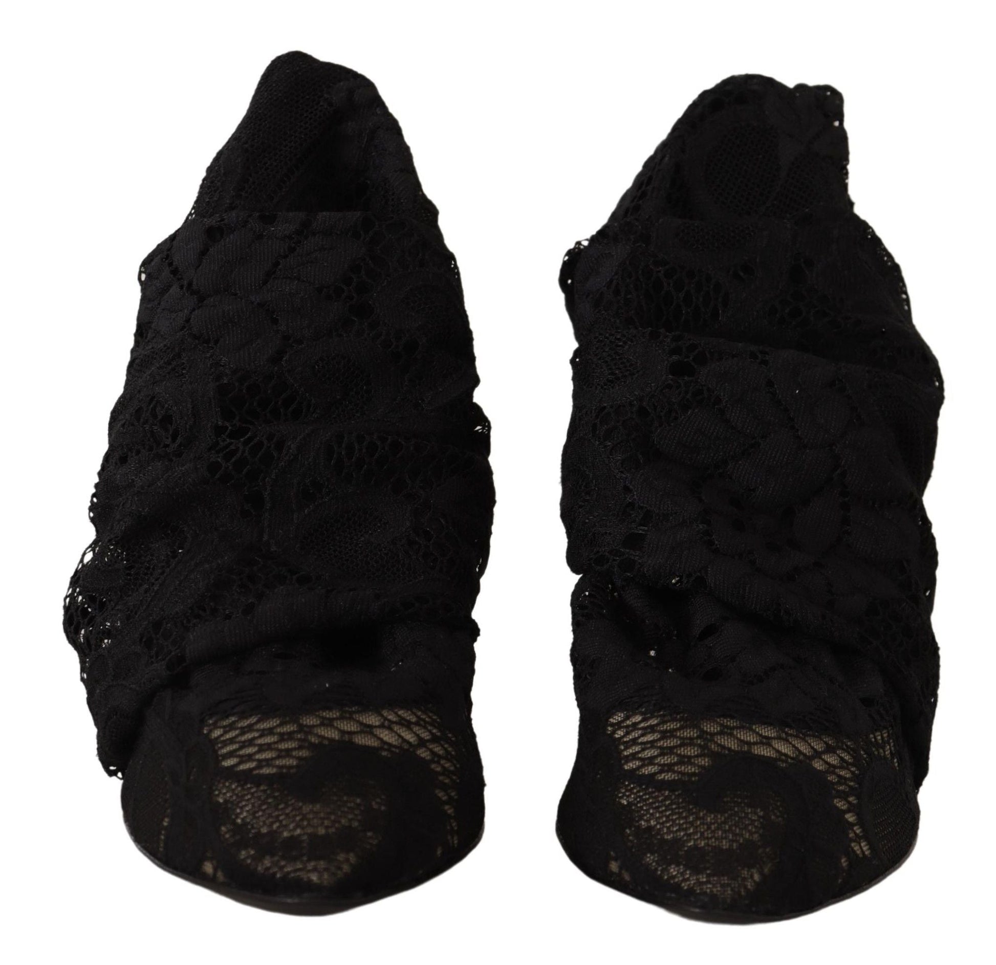 Dolce & Gabbana Black Stretch Socks Taormina Lace Boots Shoes – EU36/US5.5 par Dolce & Gabbana | Disponible sur Sandy Store ByNet