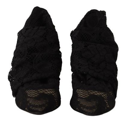 Dolce & Gabbana Black Stretch Socks Taormina Lace Boots Shoes – EU36/US5.5 par Dolce & Gabbana | Disponible sur Sandy Store ByNet