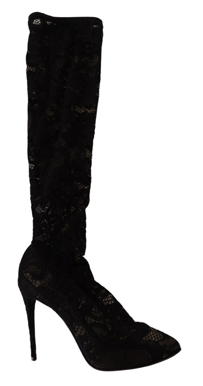 Dolce & Gabbana Black Stretch Socks Taormina Lace Boots Shoes – EU36/US5.5 par Dolce & Gabbana | Disponible sur Sandy Store ByNet