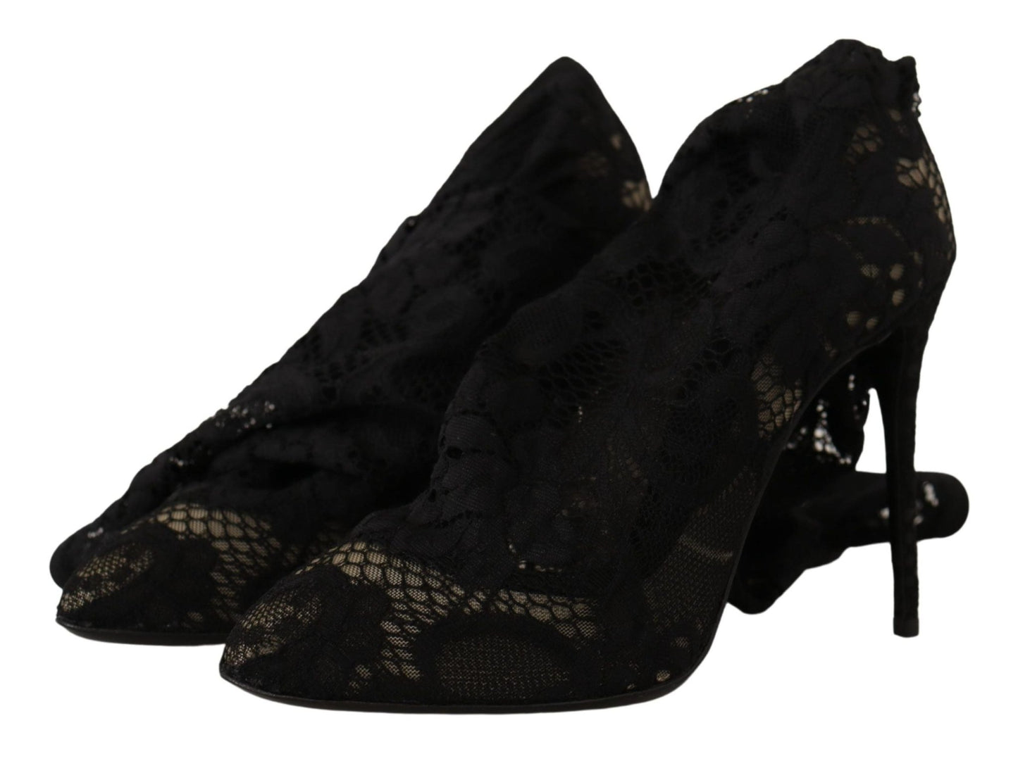 Dolce & Gabbana Black Stretch Socks Taormina Lace Boots Shoes – EU36/US5.5 par Dolce & Gabbana | Disponible sur Sandy Store ByNet