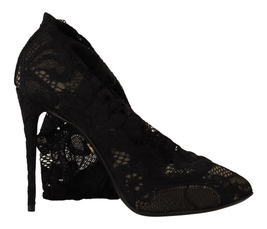 Dolce & Gabbana Black Stretch Socks Taormina Lace Boots Shoes – EU36/US5.5 par Dolce & Gabbana | Disponible sur Sandy Store ByNet