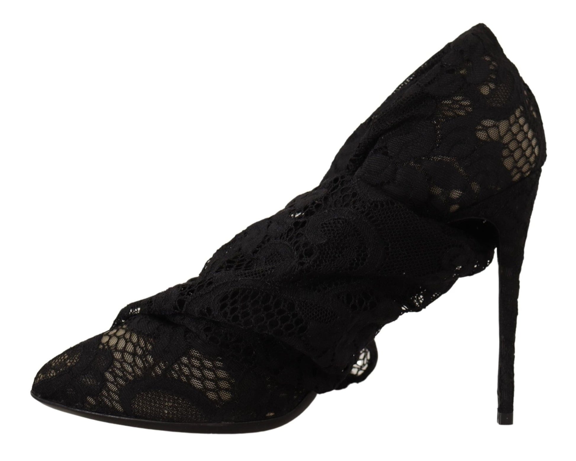 Dolce & Gabbana Black Stretch Socks Taormina Lace Boots Shoes – EU36/US5.5 par Dolce & Gabbana | Disponible sur Sandy Store ByNet