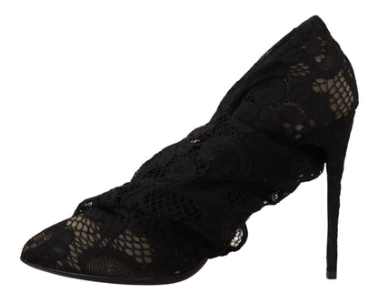Dolce & Gabbana Black Stretch Socks Taormina Lace Boots Shoes – EU36/US5.5 par Dolce & Gabbana | Disponible sur Sandy Store ByNet