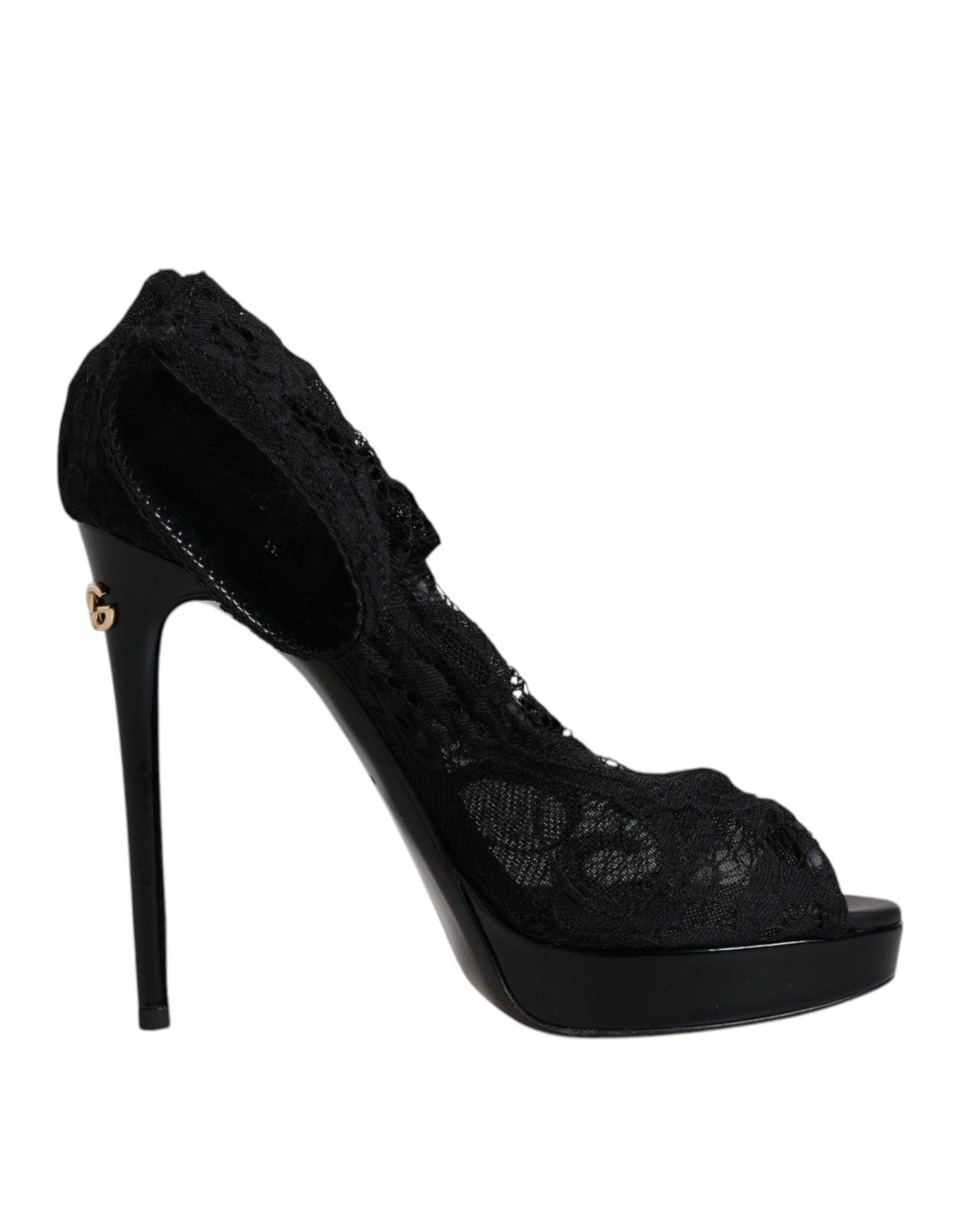Dolce & Gabbana Black Stretch Taormina Lace Boots Shoes - Sandy Store ByNet