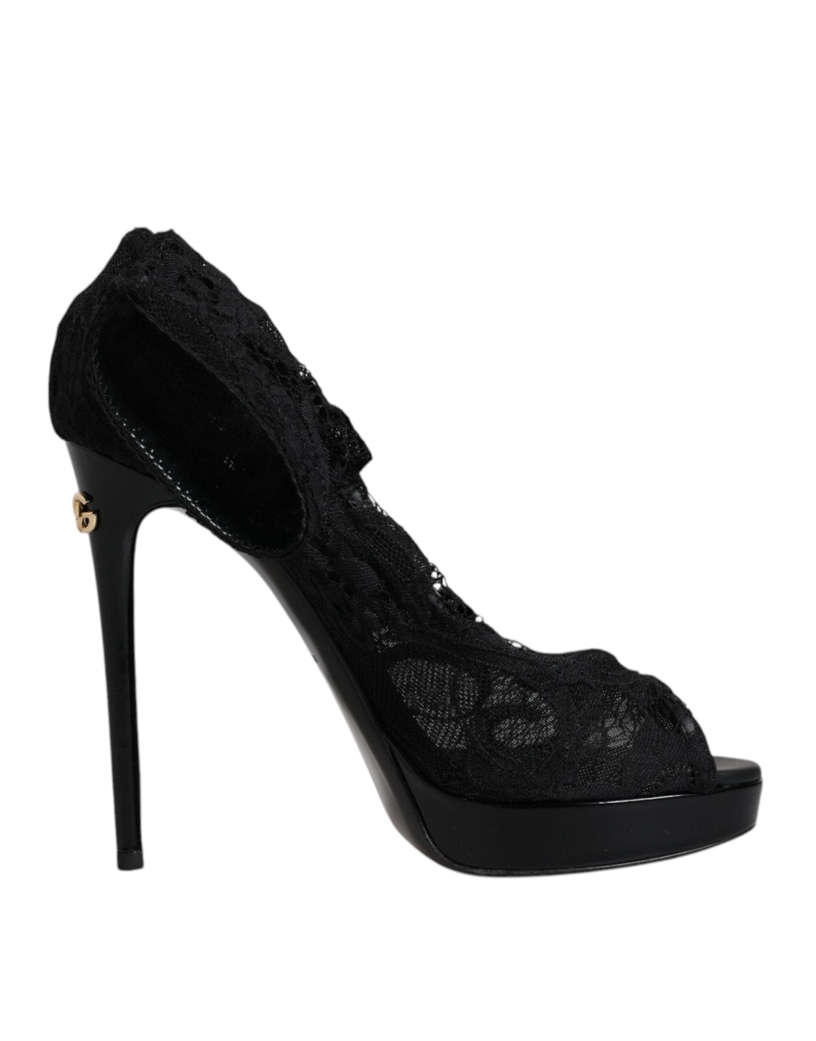 Dolce & Gabbana Black Stretch Taormina Lace Boots Shoes - Sandy Store ByNet