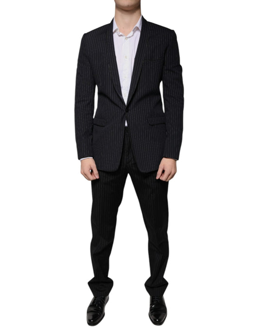 Dolce & Gabbana Black Stripe Single Breasted Formal Suit - Sandy Store ByNet