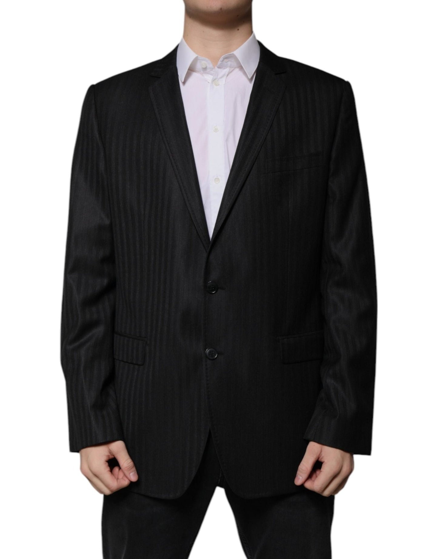 Dolce & Gabbana Black Stripe Wool Single Breasted Blazer - Sandy Store ByNet