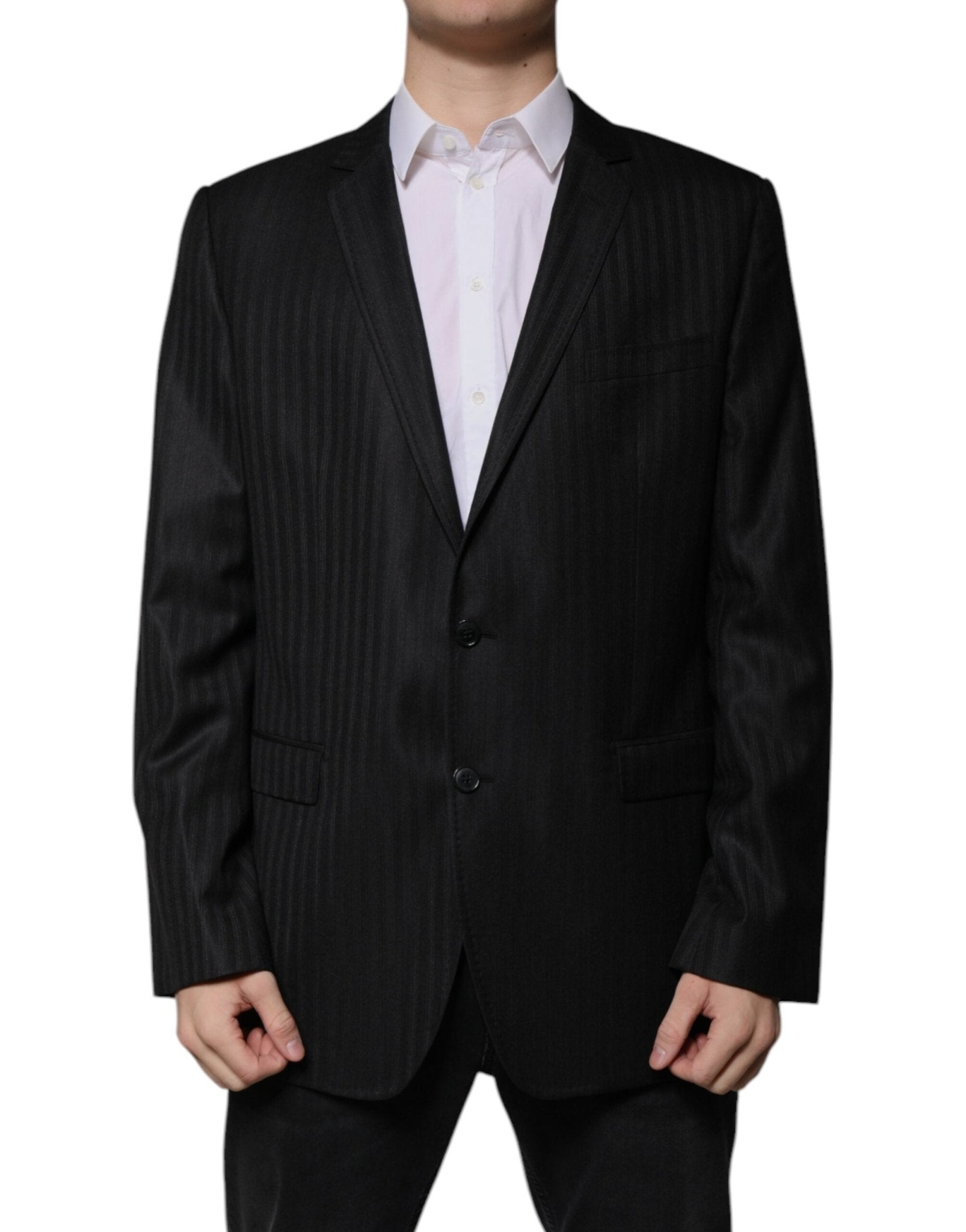 Dolce & Gabbana Black Stripe Wool Single Breasted Blazer - Sandy Store ByNet