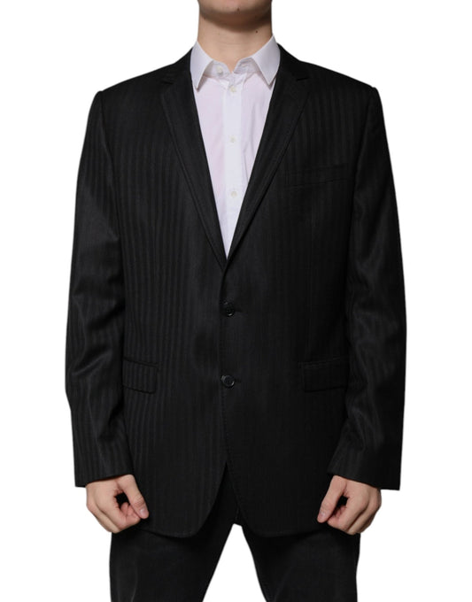 Dolce & Gabbana Black Stripe Wool Single Breasted Blazer - Sandy Store ByNet