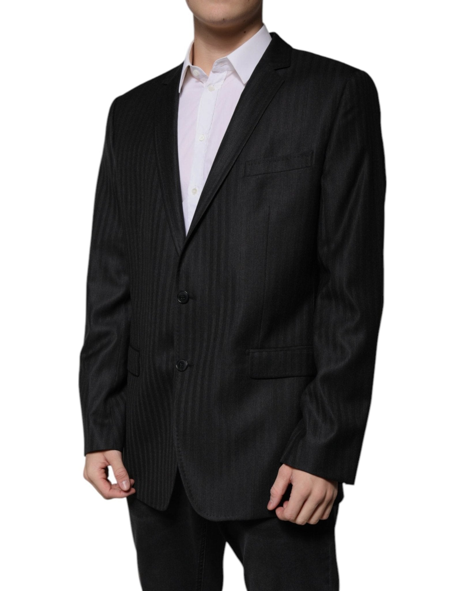 Dolce & Gabbana Black Stripe Wool Single Breasted Blazer - Sandy Store ByNet