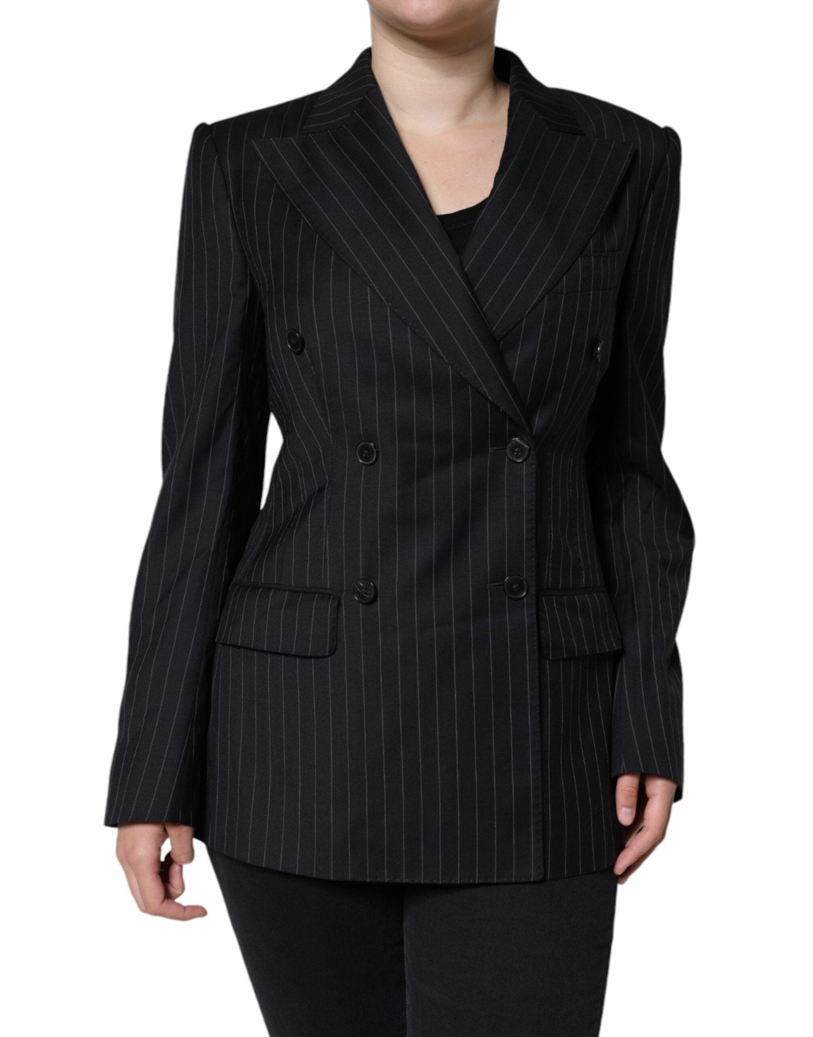 Dolce & Gabbana Black Striped Double Breasted Coat Jacket – IT44 | L par Dolce & Gabbana | Disponible sur Sandy Store ByNet