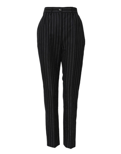 Dolce & Gabbana Black Stripes High Waist Tapered Pants – IT40|S par Dolce & Gabbana | Disponible sur Sandy Store ByNet