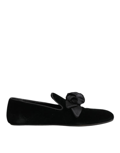 Dolce & Gabbana Black Suede Cotton Rose Slip On Loafers Shoes – EU43/US10 par Dolce & Gabbana | Disponible sur Sandy Store ByNet
