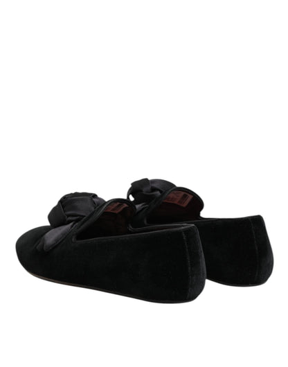 Dolce & Gabbana Black Suede Cotton Rose Slip On Loafers Shoes – EU43/US10 par Dolce & Gabbana | Disponible sur Sandy Store ByNet