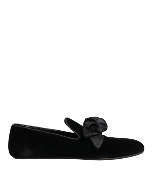 Dolce & Gabbana Black Suede Cotton Rose Slip On Loafers Shoes – EU43/US10 par Dolce & Gabbana | Disponible sur Sandy Store ByNet