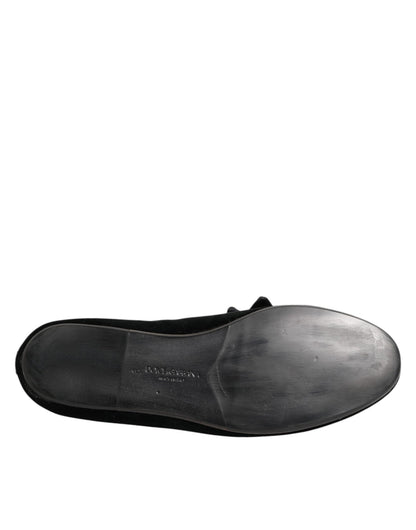 Dolce & Gabbana Black Suede Cotton Rose Slip On Loafers Shoes – EU43/US10 par Dolce & Gabbana | Disponible sur Sandy Store ByNet