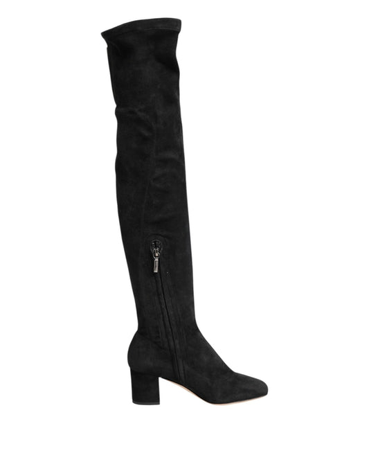 Dolce & Gabbana Black Suede Leather Knee High Boots Shoes – EU35.5/US5 par Dolce & Gabbana | Disponible sur Sandy Store ByNet