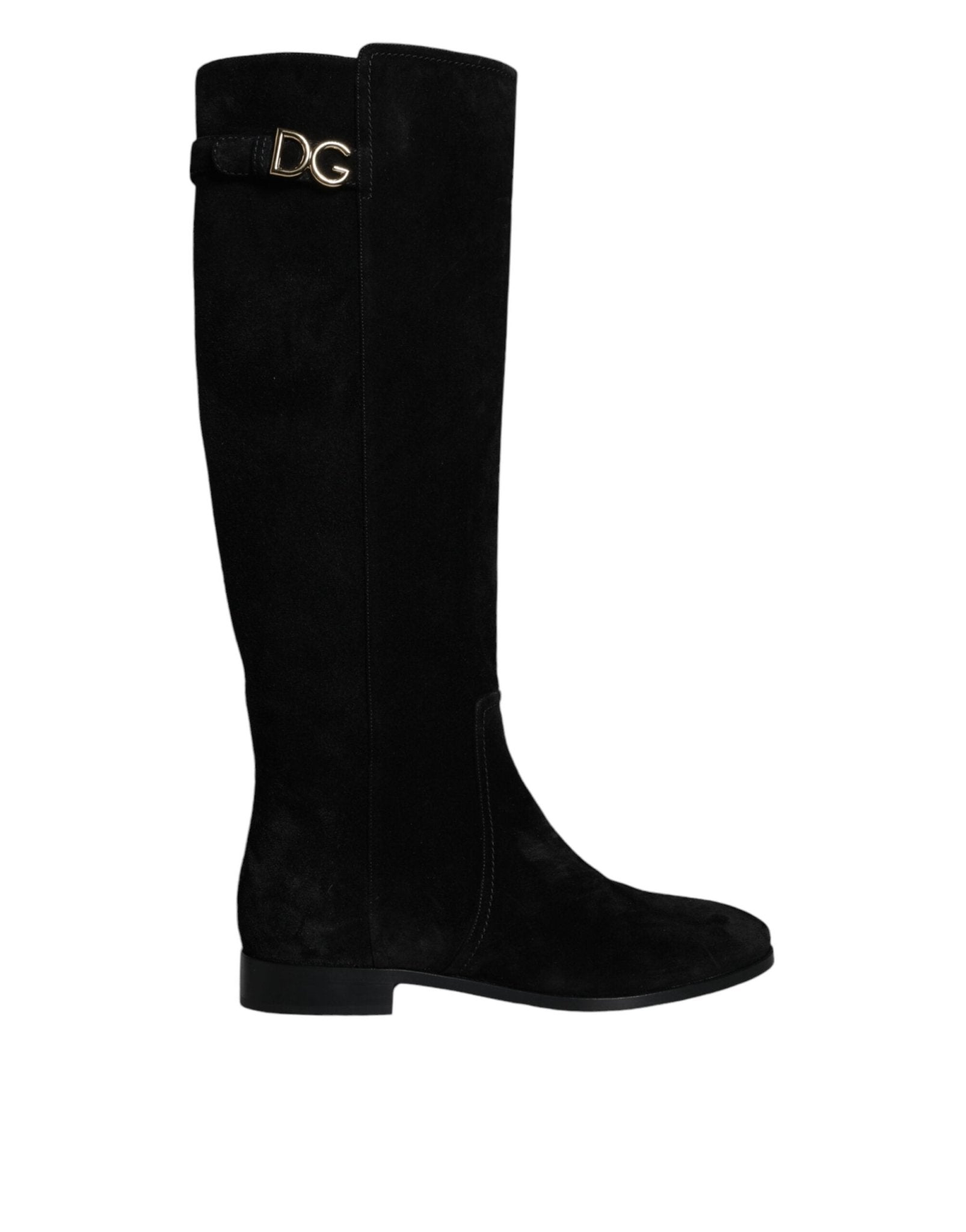 Dolce & Gabbana Black Suede Leather Knee High Boots Shoes - Sandy Store ByNet