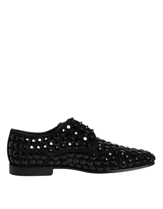 Dolce & Gabbana Black Suede Strass Derby Formal Shoes – EU39.5/US6.5 par Dolce & Gabbana | Disponible sur Sandy Store ByNet