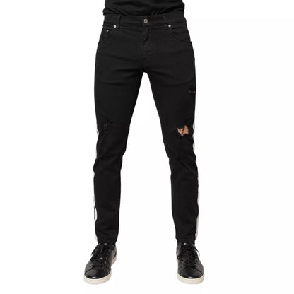 Dolce & Gabbana Black Tattered White Lining Skinny Denim Jeans – IT48 | M par Dolce & Gabbana | Disponible sur Sandy Store ByNet