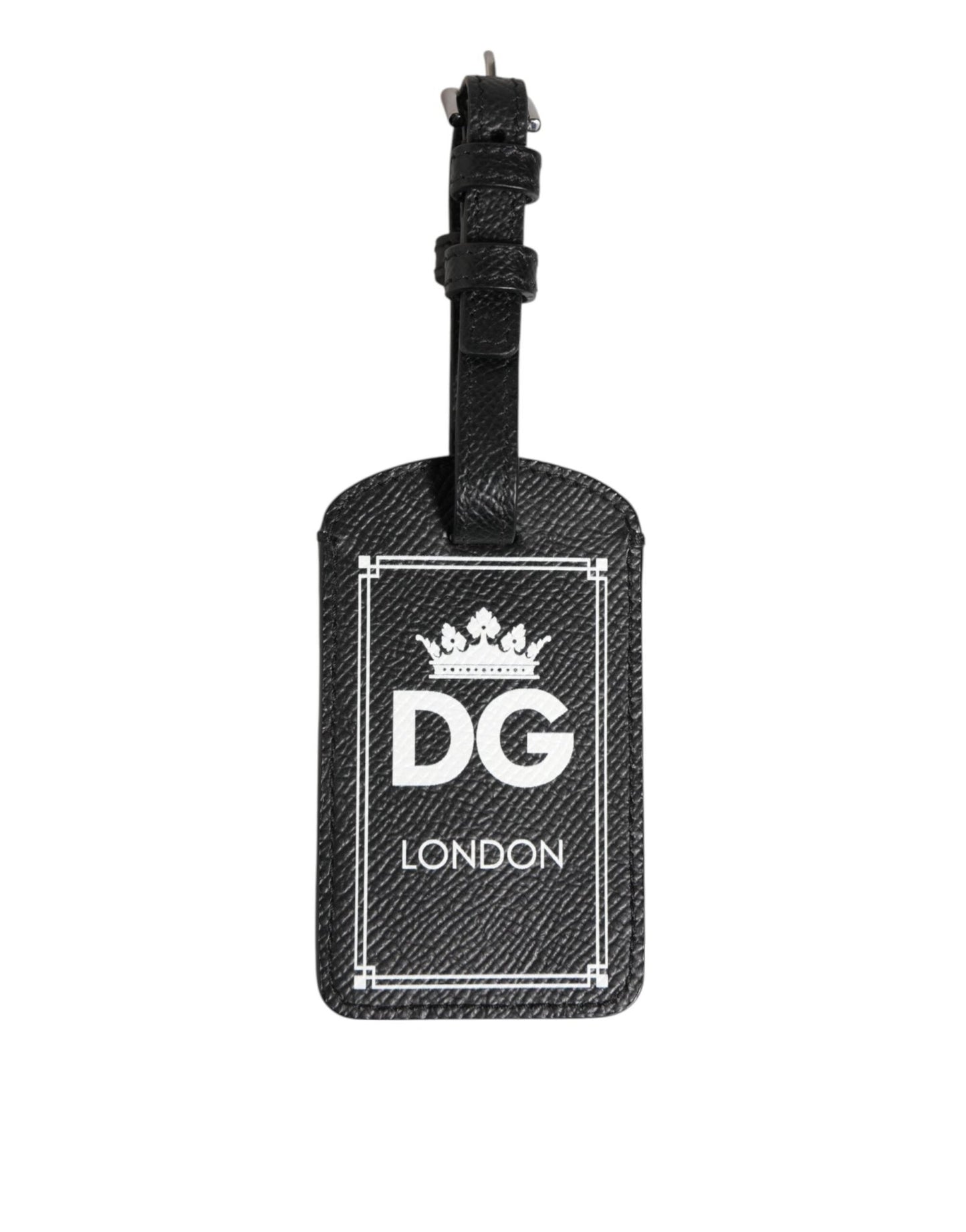 Dolce & Gabbana Black Textured Leather DG Logo Travel Luggage Tag Keyring – par Dolce & Gabbana | Disponible sur Sandy Store ByNet