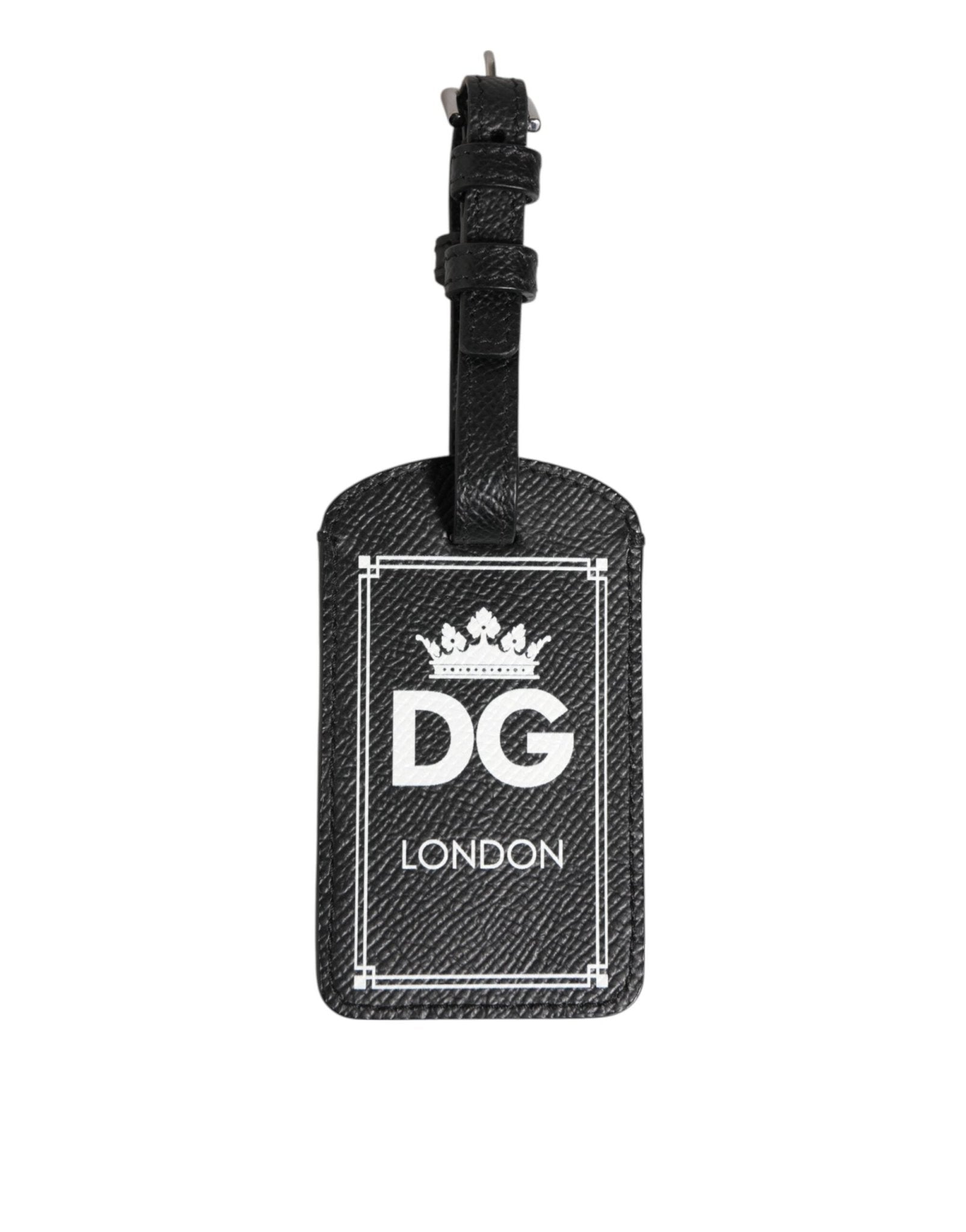 Dolce & Gabbana Black Textured Leather DG Logo Travel Luggage Tag Keyring – par Dolce & Gabbana | Disponible sur Sandy Store ByNet