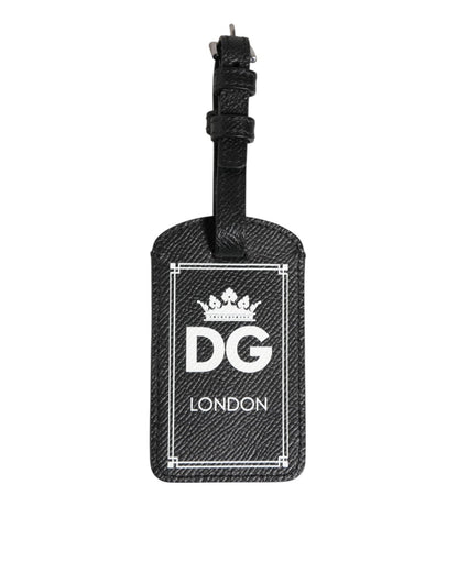 Dolce & Gabbana Black Textured Leather DG Logo Travel Luggage Tag Keyring – par Dolce & Gabbana | Disponible sur Sandy Store ByNet