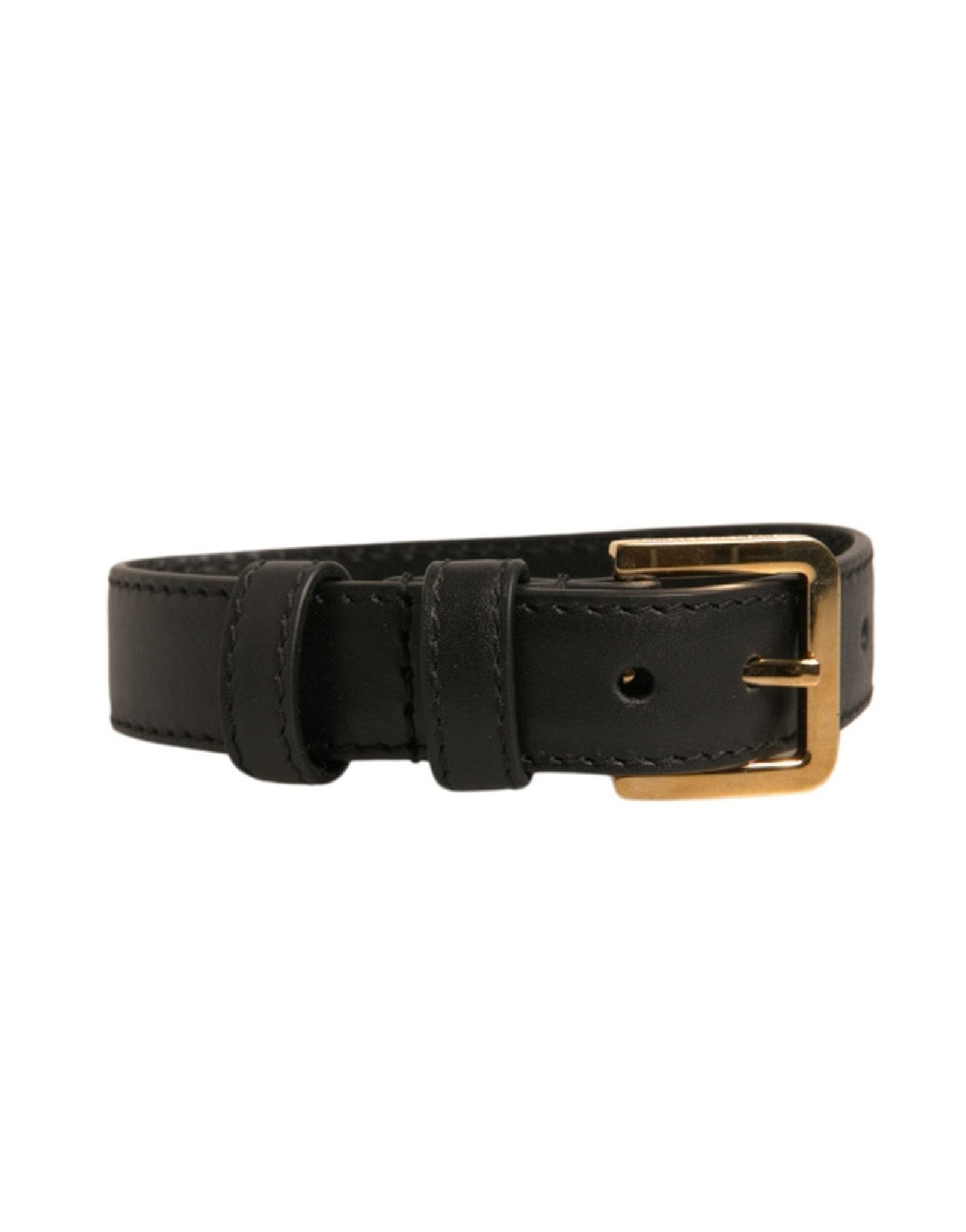 Dolce & Gabbana Black Textured Leather Gold Tone Metal Buckle Armband - Sandy Store ByNet