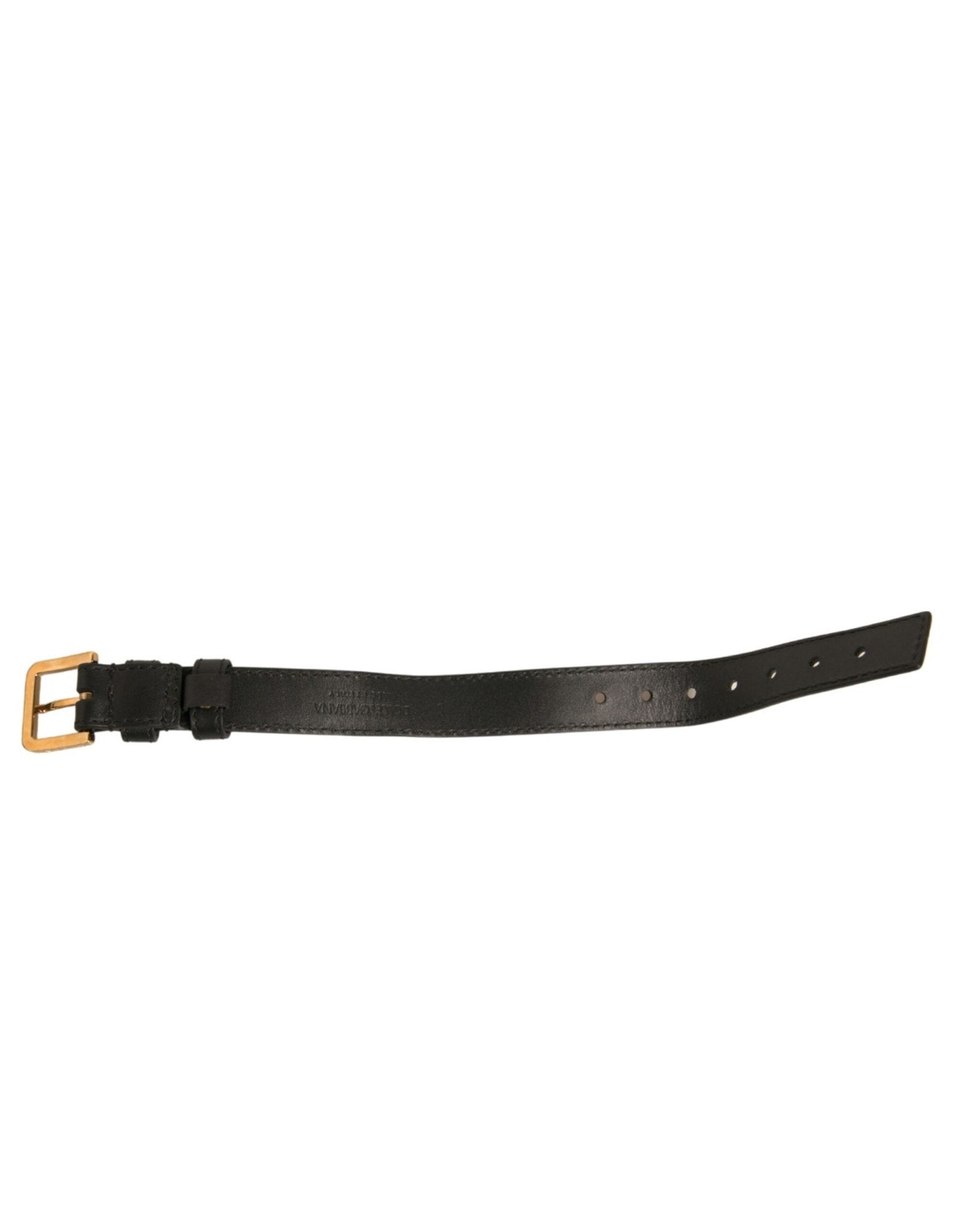 Dolce & Gabbana Black Textured Leather Gold Tone Metal Buckle Armband - Sandy Store ByNet