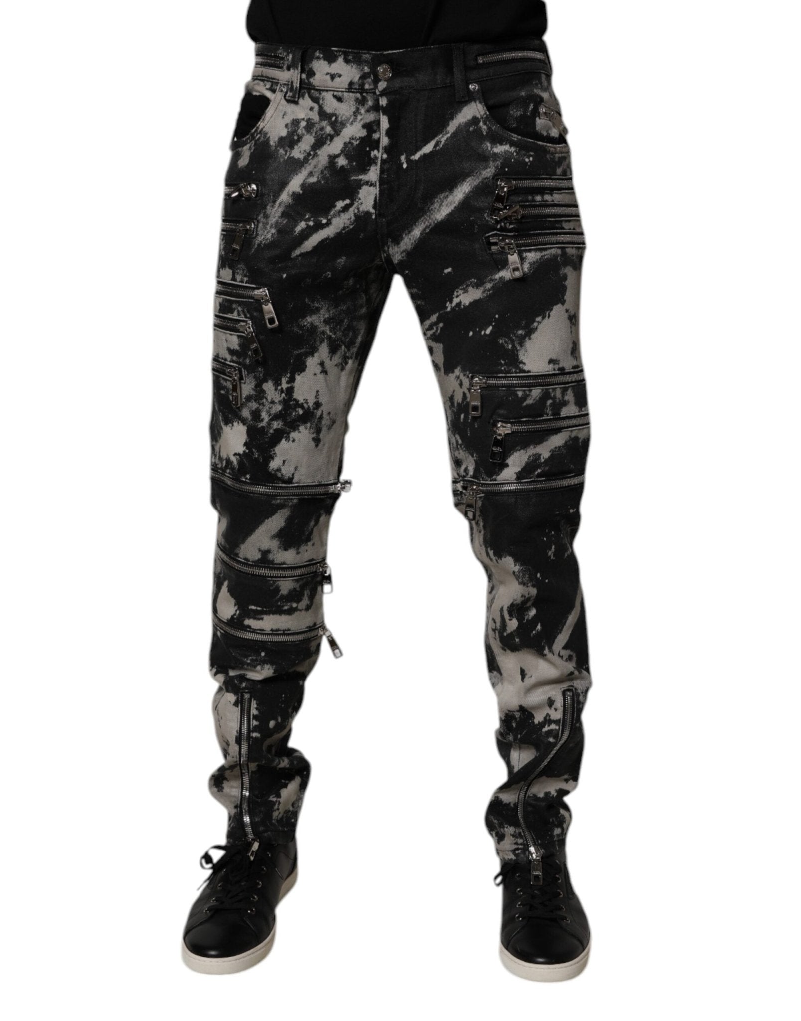 Dolce & Gabbana Black Tie Dye Cotton Skinny Zip Denim Jeans – IT50 | L par Dolce & Gabbana | Disponible sur Sandy Store ByNet