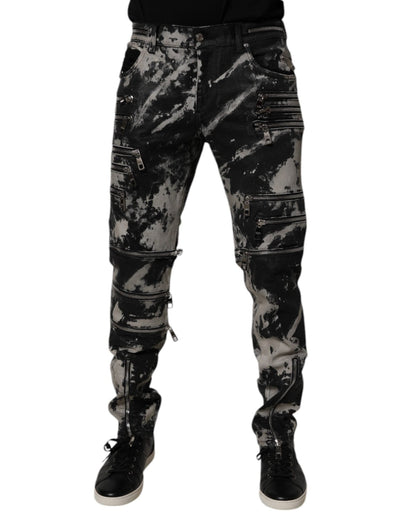 Dolce & Gabbana Black Tie Dye Cotton Skinny Zip Denim Jeans – IT50 | L par Dolce & Gabbana | Disponible sur Sandy Store ByNet