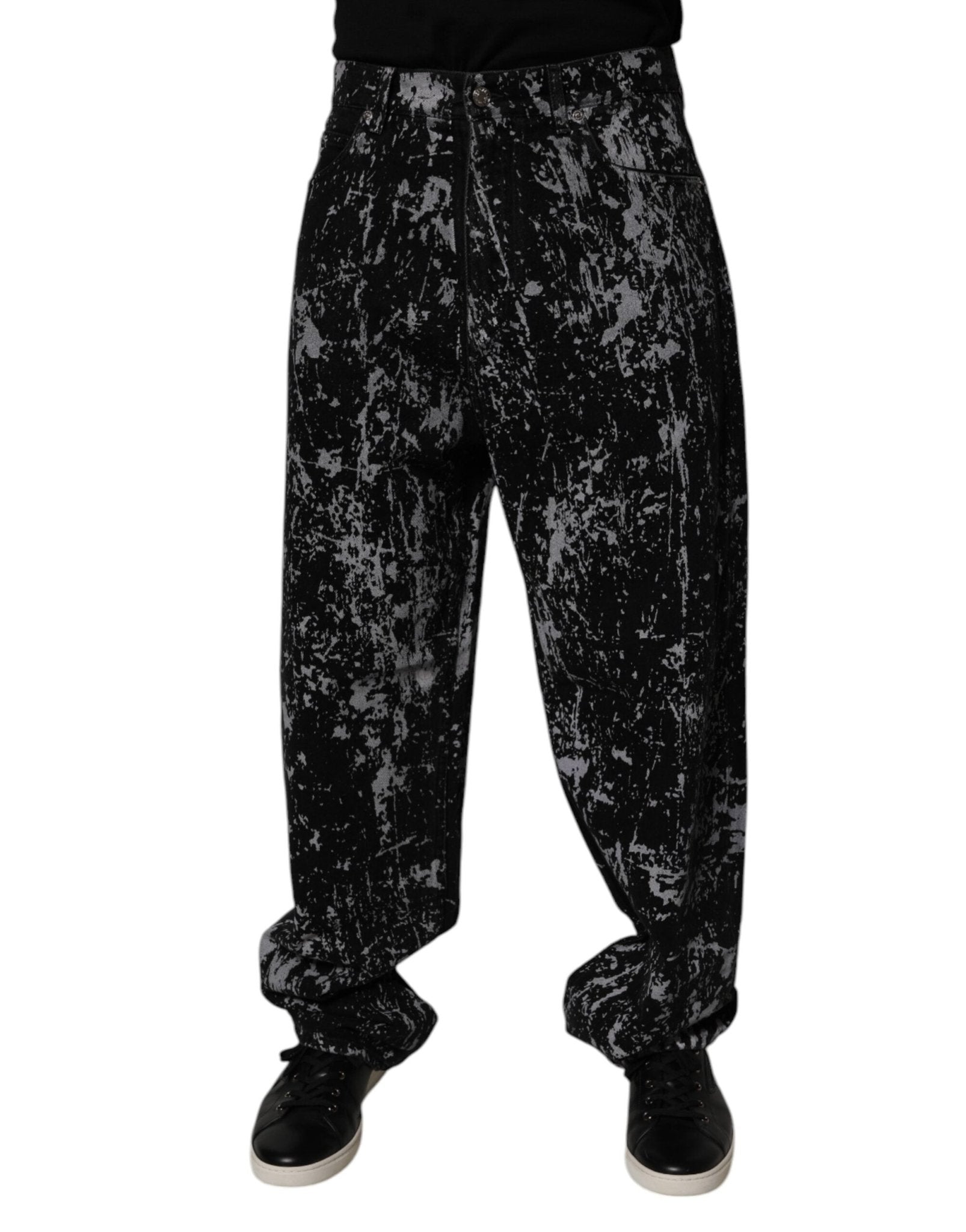 Dolce & Gabbana Black Tie Dye Cotton Straight Men Denim Jeans – IT48 | M par Dolce & Gabbana | Disponible sur Sandy Store ByNet