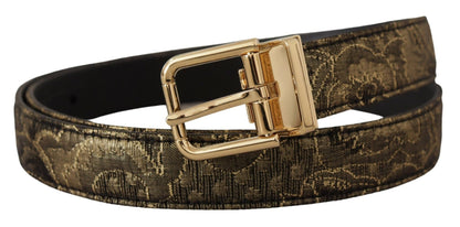 Dolce & Gabbana Black Two - toned Leather Gold Engraved Buckle Belt – 90 cm / 36 Inches par Dolce & Gabbana | Disponible sur Sandy Store ByNet