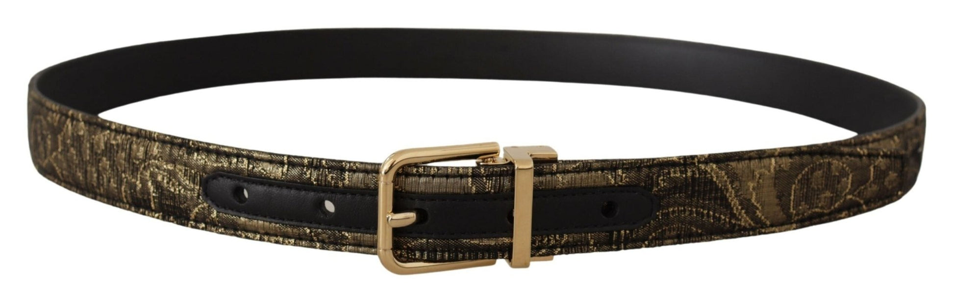 Dolce & Gabbana Black Two - toned Leather Gold Engraved Buckle Belt – 90 cm / 36 Inches par Dolce & Gabbana | Disponible sur Sandy Store ByNet