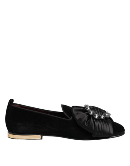 Dolce & Gabbana Black VATICANO Crystal Ribbon Slip On Shoes – EU40/US9.5 par Dolce & Gabbana | Disponible sur Sandy Store ByNet