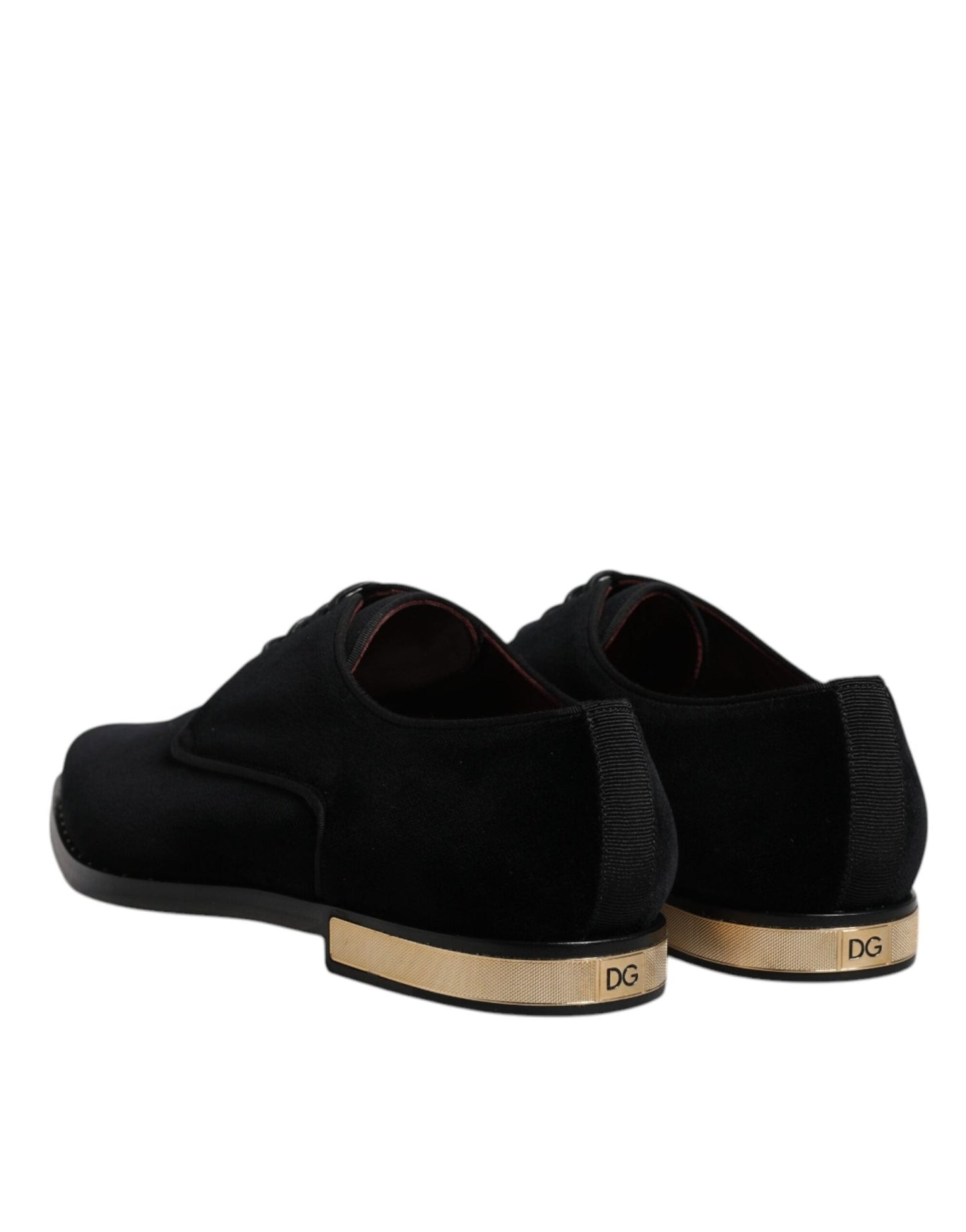 Dolce & Gabbana Black Velvet Cotton Lace Up Derby Shoes - Sandy Store ByNet