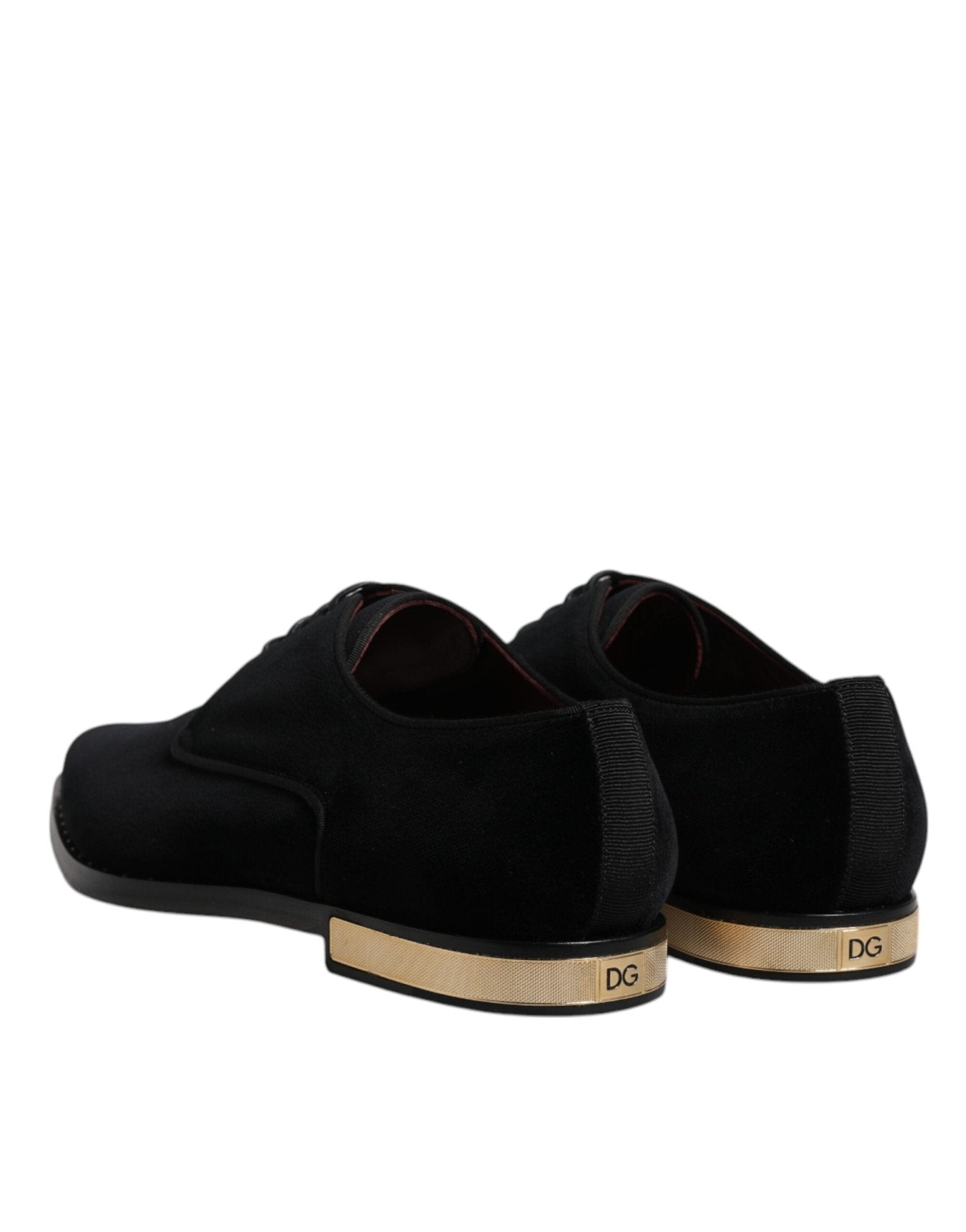 Dolce & Gabbana Black Velvet Cotton Lace Up Derby Shoes - Sandy Store ByNet