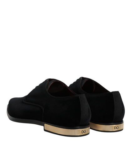 Dolce & Gabbana Black Velvet Cotton Lace Up Derby Shoes - Sandy Store ByNet