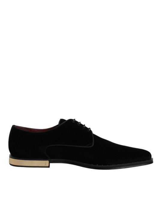 Dolce & Gabbana Black Velvet Cotton Lace Up Derby Shoes - Sandy Store ByNet