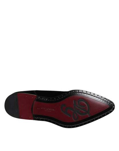 Dolce & Gabbana Black Velvet Cotton Lace Up Derby Shoes - Sandy Store ByNet