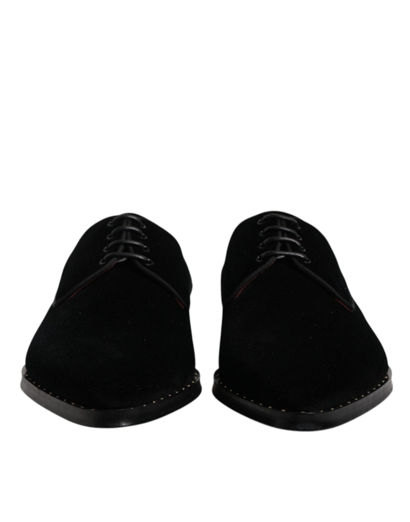 Dolce & Gabbana Black Velvet Cotton Lace Up Derby Shoes - Sandy Store ByNet