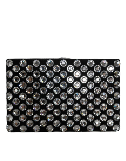 Dolce & Gabbana Black Velvet Crystal Clutch Evening Party Purse Bag - Sandy Store ByNet