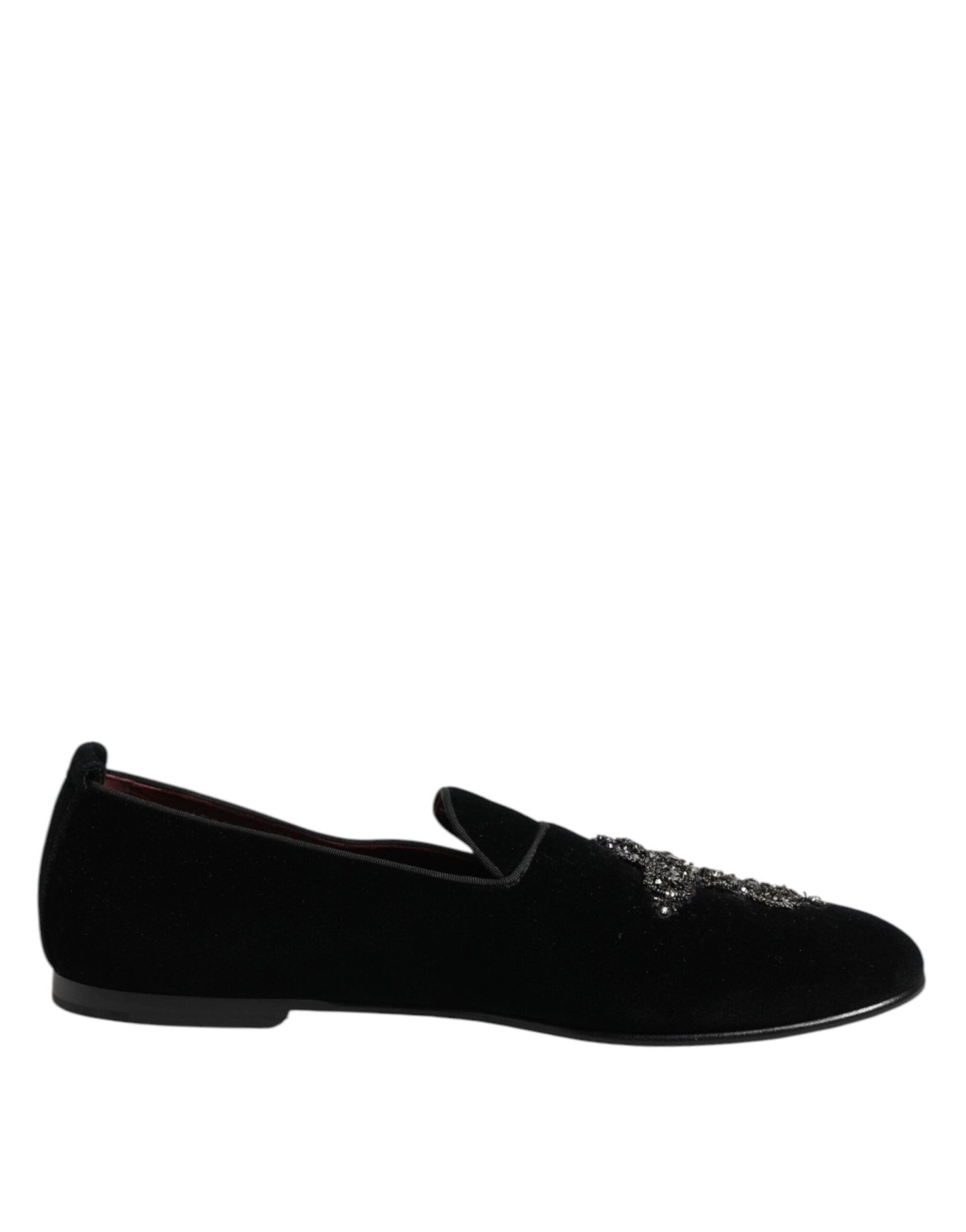 Dolce & Gabbana Black Velvet Crystal Crown Formal Dress Shoes – EU45/US12 par Dolce & Gabbana | Disponible sur Sandy Store ByNet