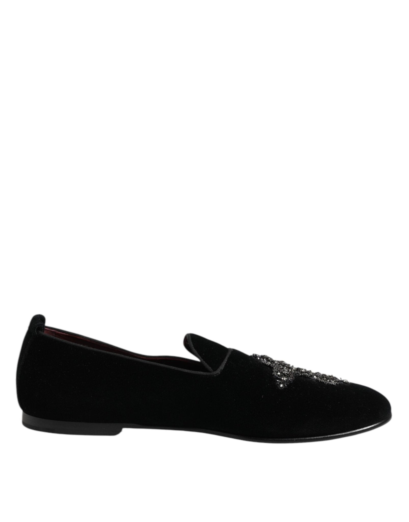 Dolce & Gabbana Black Velvet Crystal Crown Formal Dress Shoes – EU45/US12 par Dolce & Gabbana | Disponible sur Sandy Store ByNet