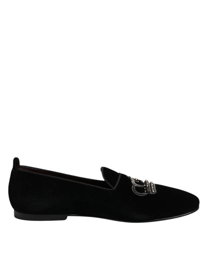 Dolce & Gabbana Black Velvet Crystal Crown Loafers Dress Shoes – EU44/US11 par Dolce & Gabbana | Disponible sur Sandy Store ByNet
