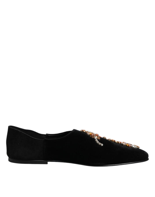 Dolce & Gabbana Black Velvet Embellished Loafer Slip On Shoes – EU43/US10 par Dolce & Gabbana | Disponible sur Sandy Store ByNet