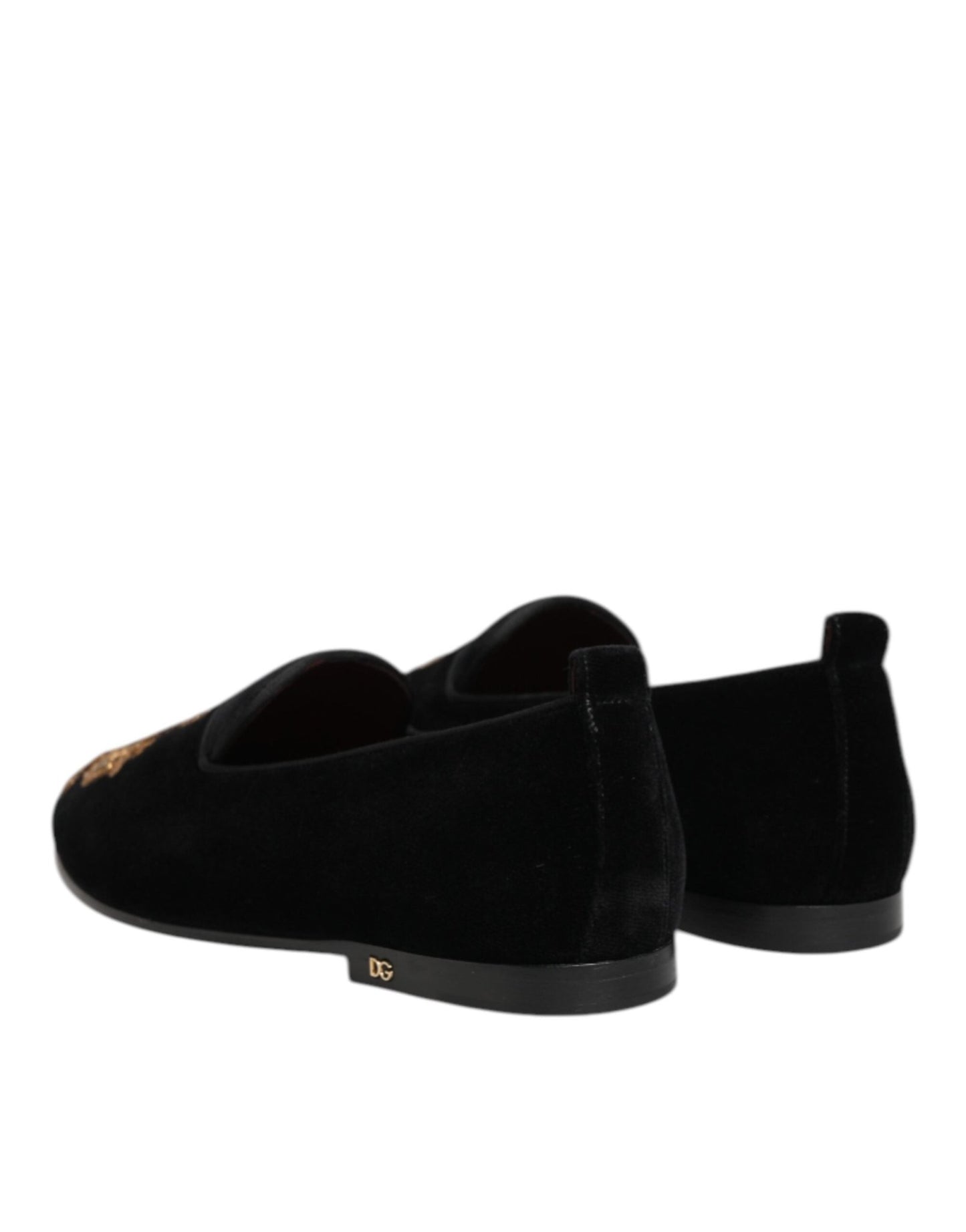 Dolce & Gabbana Black Velvet Gold Crown Mens Loafers Shoes – EU 40 | US 7 par Dolce & Gabbana | Disponible sur Sandy Store ByNet